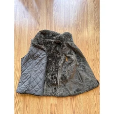 90's Cocoa Faux Fur Lined Quilted Zip Vest - Large