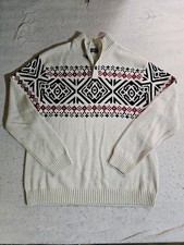 Vintage Chaps By Ralph Lauren Cotton Nordic 1/4 Button Mock Neck Sweater Sz XXL