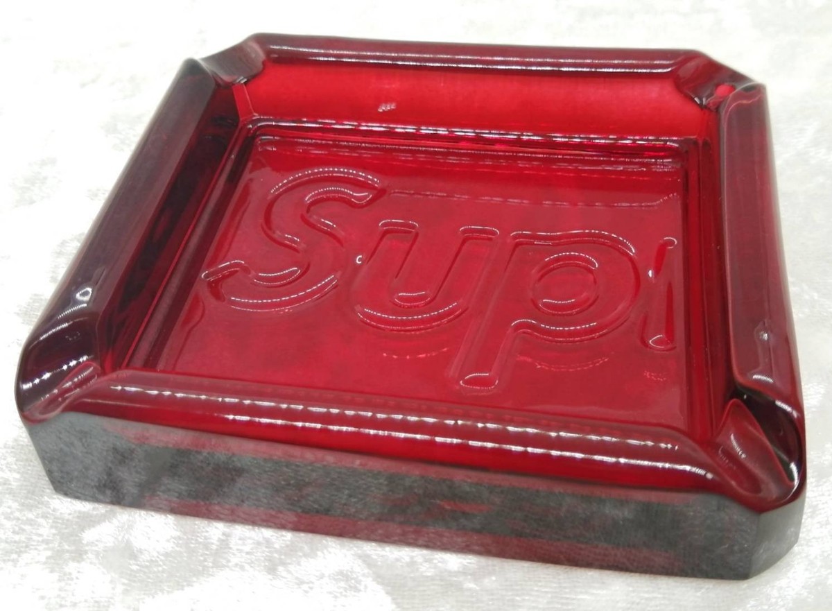 Supreme Debossed Glass Ashtray Red & Clear Set SS20 No Box