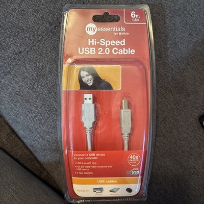 Belkin My Essentials Hi Speed USB 2.0 Printer Cable 6 Foot New In Sealed Package