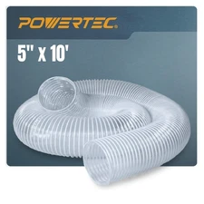POWERTEC 70220 PVC Dust Collection Hose 5 Inch x 10 Feet