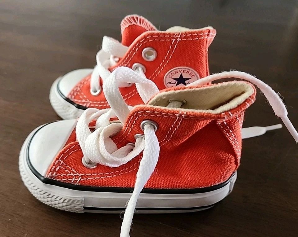 Tops altos Converse All Star naranja neón niño pequeño bebé talla 2 Foto 2 de 4