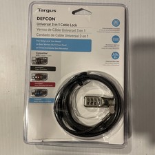 Targus Defcon Universal 3-in-1 Cable Lock New Digit Code 6.5 Foot/ 2m laptop