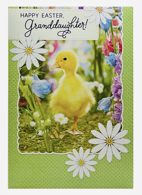 Easter Card For Granddaughter Chick Glitter Foil Hallmark Greeting Card NEW