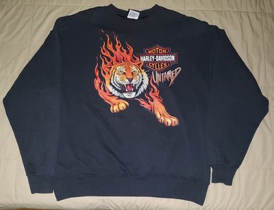VTG 1994 HARLEY DAVIDSON UNTAMED TIGER FLAMES SWEATSHIRT XL DOUBLE