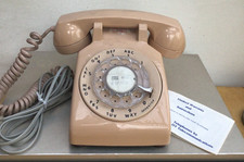Vintage 1960  s ITT TAN ROTARY TELEPHONE Beige with Booklet
