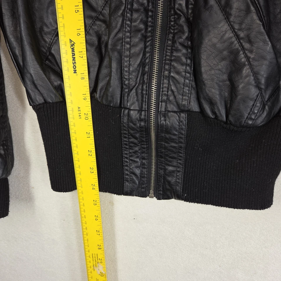 Винтажная Мотокуртка Париж Синий Черный 2XL 90-е Веганская Кожа Y2k Готический Байкерский Велосипед - Изображение 4 из 4