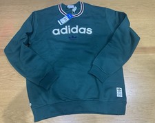 Image of Adidas Collegiate Crew Sweatshirt in green with white & maroon ribbed collar