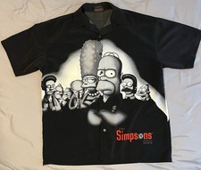 The Simpsons Button Up Shirt Sopranos HOMER 2001 Vintage Black Size L
