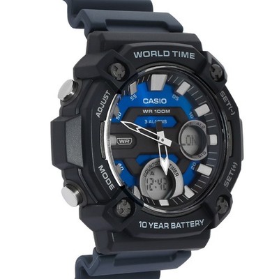 Casio World Time, Digital/Analog, 3 Alarms, 10 Yr.  Battery, 100 M WR, NEW