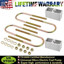 Pair 3" Inch Aluminum Extruded Leaf Spring Lowering Blocks w/ U-Bolt Hardware