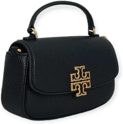 Tory Burch Womens Black Pebble Leather Britten Crossbody Bag Purse, TB-212 - Image 1 of 3