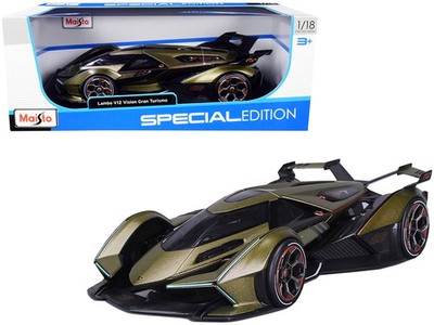 Lamborghini V12 Vision Gran Turismo Matt Green Metallic 1/18 Diecast Model Car b