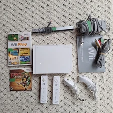 Nintendo Wii Console Complete w/ Game Cords Controller Joy-con Bundle - White
