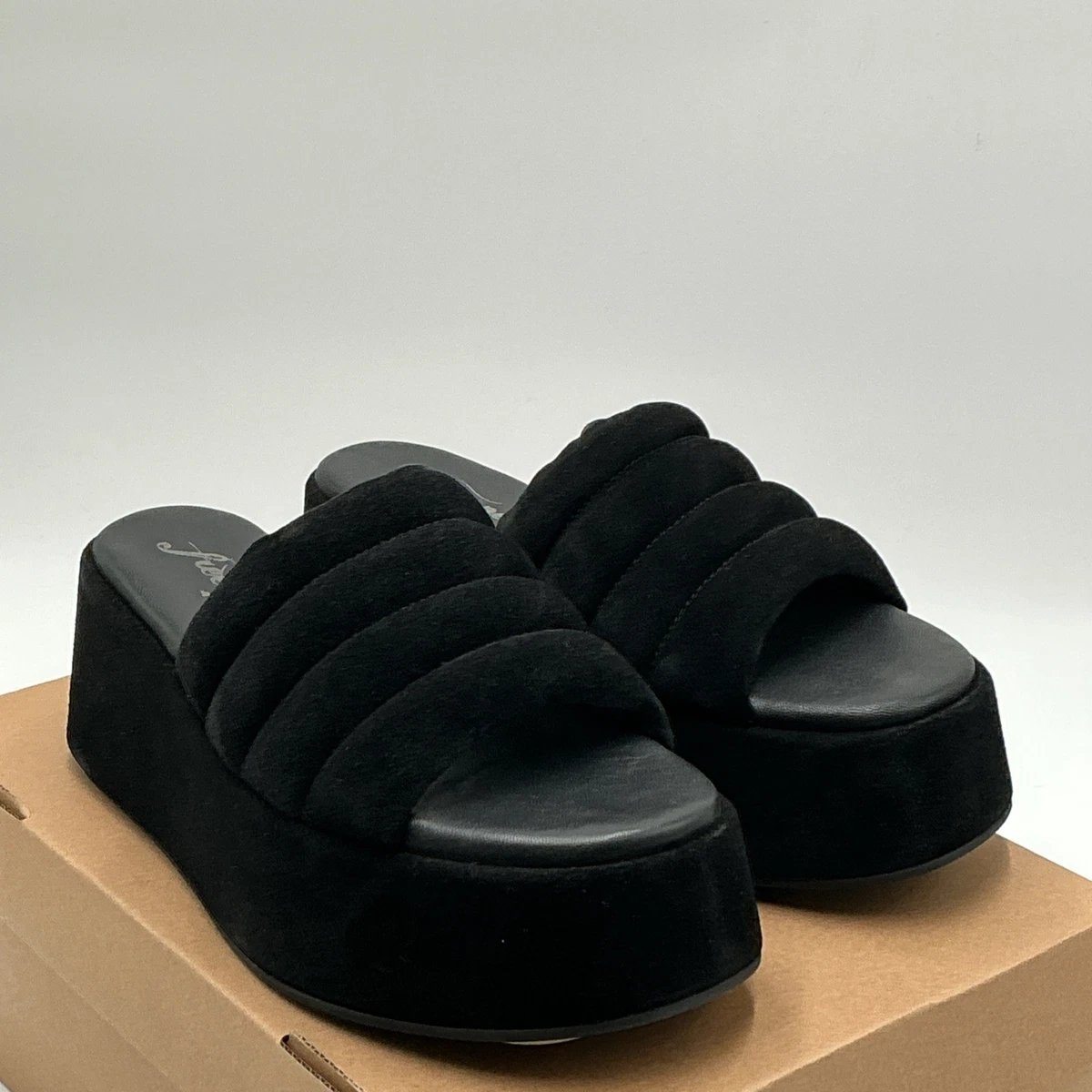 Free People NIB Cage Black Suede Slip On Sandals SZ 7.5 Free People Slip-On Sandals | Mercari main image 3