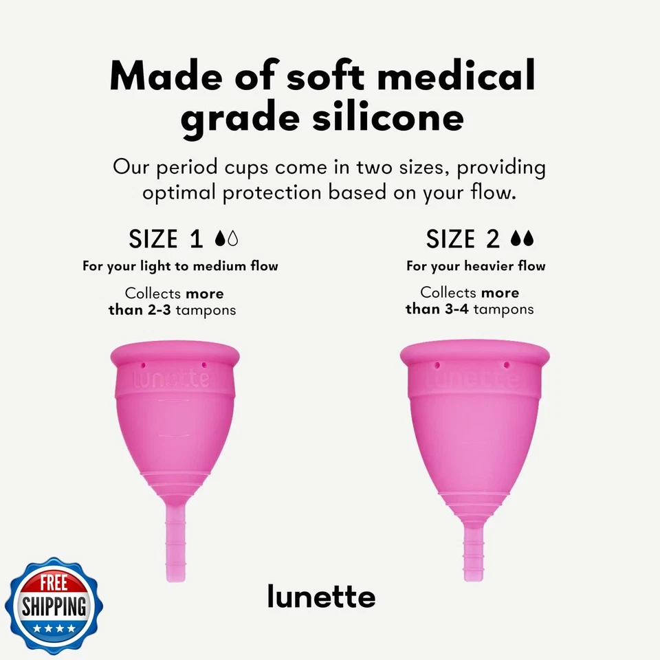 Copa Período Luneta - Copa Menstrual con 12h Comodidad Sin Fugas - Suave 100% Med Foto 3 de 4