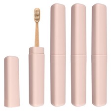 4Pcs Travel Toothbrush Case 8.27 x 1.38" Travel Toothbrush Holder Pink