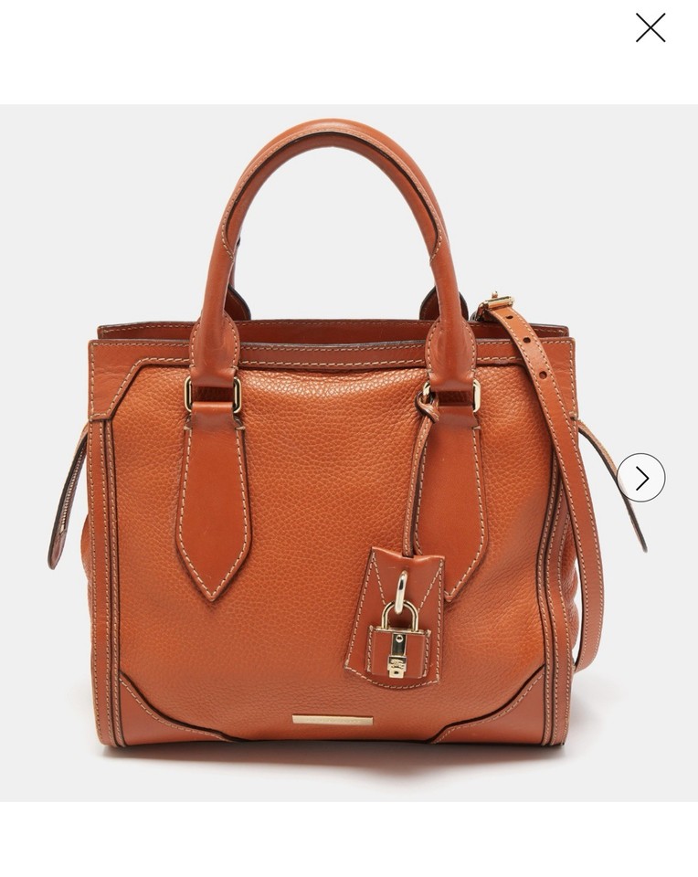 Authentic Burberry Orange Leather Honeywood Tote