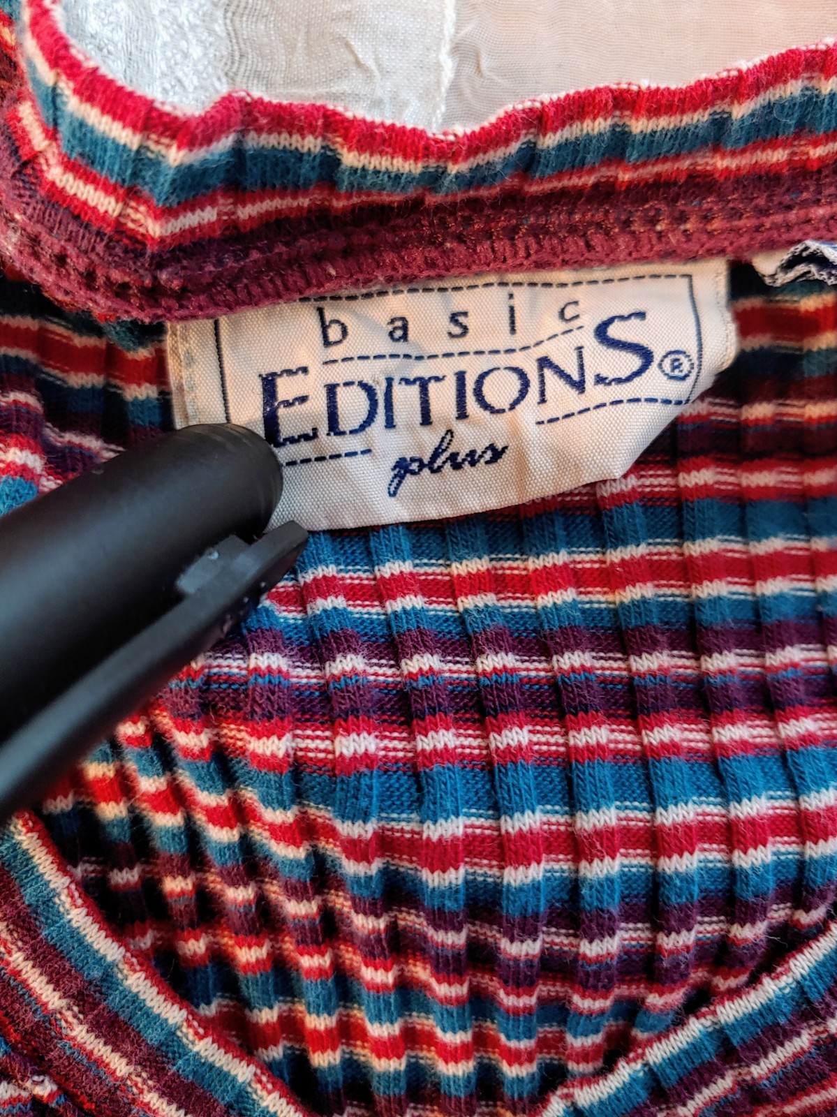VTG 90s Basic Editions Plus Stretchy Striped Ribb… - image 6