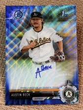 2017 Bowman Chrome 1st BLUE WAVE REFRACTOR PROSPECT ROOKIE AUTO Austin Beck /150