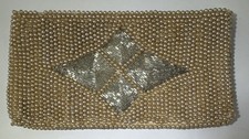 Vintage Faux Pearl Beaded Clutch Handbag Purse Japan Zipper Top