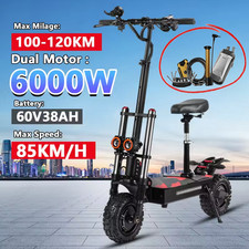 BOYUEDA S3-11 6000W Electric Scooter 60V 38Ah 11" Off-Road E-Scooter 85KM/H Seat