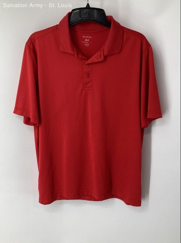 George Mens Red Short Sleeve Collared Golf Polo Shirt Size X-Large (46-48)