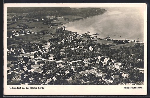 Heikendorf / Kieler Förde, Fliegeraufnahme der Ortschaft, Ansichtskarte
