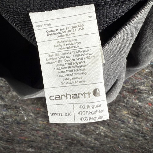 Carhartt Hoodie Mens 4XL Gray Full Zip Hooded Workwear Sweatshirt Jacket Lined - Picture 10 of 14