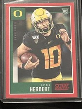 2020 Panini Score Justin Herbert Rookie Card #362 RC Los Angeles Chargers. rookie card picture