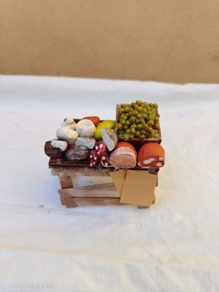 Presepe Lavorazione Artigianale Banco Formaggiaio Per Statuine Cm 10