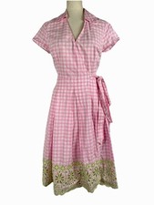 Lilly Pulitzer Womens Gingham Eyelet Midi Dress Size 9 Preppy Picnic Cottage