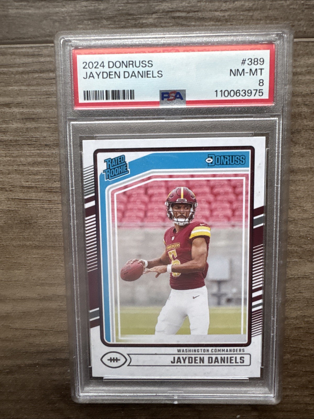 2024 Panini Donruss Jayden Daniels #389 Base PSA 8 Rookie RC Commanders