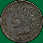 1902 Indian Head Cent Extremely Fine XF Coin, Corrosion #42855