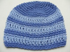 SHADES OF BLUE - Hand Knitted - Youth Size Stocking Cap Beanie Hat 