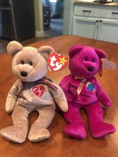 Ty 1999 Signature Bear Beanie Baby And 2000 Millennium Bear With Errors