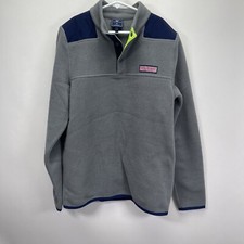 Vineyard Vines Gray  Blue Boys Fleece 1/4 Snap Pullover Shep Size XL
