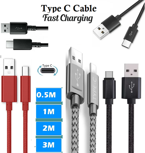 Type C to USB Charger Cable Fast Charging Data lead For Samsung Galaxy S8 S9 S10