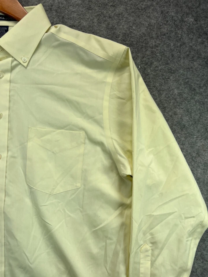 Devon & Jones Button Up Oxford Shirt Mens Large Yellow Long Sleeve Work 1 - Image 4 of 4