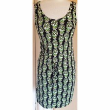 Banana Republic Dress Sz XS Extra Small Pineapple Blue Yellow Sleeveless Stretch