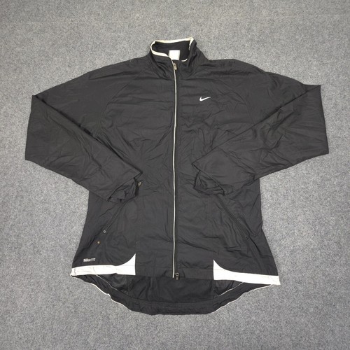 Vtg Nike Jacket womens MEDIUM Black storm Long Sleeve Zip windbreaker Size M