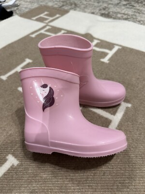 New Toddler Or Baby Girls Or Boys Pink Unicorn Booties Rain Boots