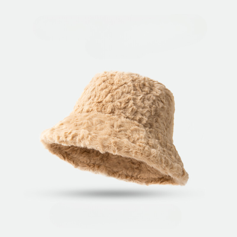 9514 Plush Fisherman Hat Artificial Fur Bucket Hat Winter Warm Plush Bucket Winter Faux Fur Furry Bucket Hat for Women & Men, Fluffy  main image 2