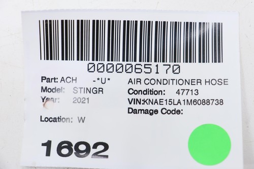 2018 - 2021 KIA STINGER 2.0L A/C AIR CONDITIONING DISCHARGE HOSE TUBE PIPE OEM - Picture 9 of 9