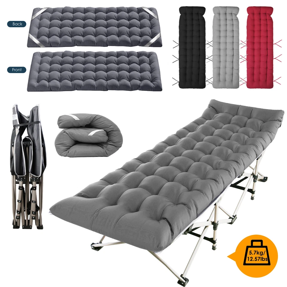 Cuna plegable cama de invitados con colchón portátil camping tumbona cojín Foto 2 de 4