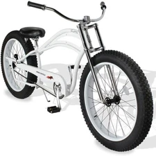 Micargi Seattle Fat Tires Stretch Cruiser Single Speed Low Rider Chopper White