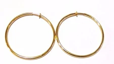 CLIP-ON EARRINGS GOLD OR SILVER PLATED HYPO-ALLERGENIC 2.25 INCH ROUND HOOPS