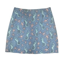 Vineyard Vines Seahorse Starfish Print Skirt Blue Pink Aqua Womens Size 2
