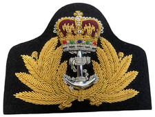 Royal Navy Officers Bullion Cap Hat Badge RN QC Genuine Issue Brand New