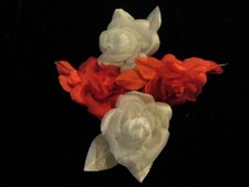 Retro Millinery Flower Collection All 3" Roses Red White for Hat Hair H2175